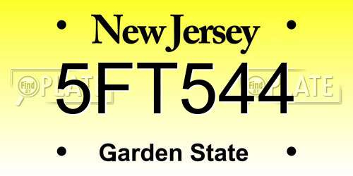 5FT544 New Jersey License Plate
