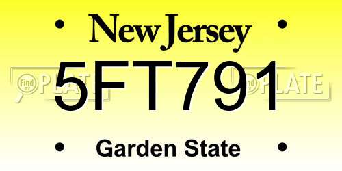 5FT791 New Jersey License Plate