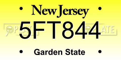 5FT844 New Jersey License Plate