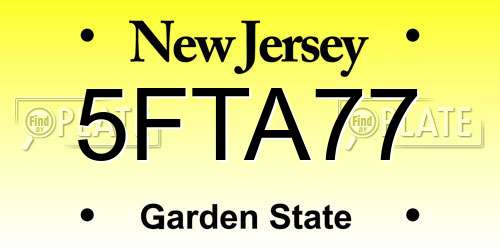 5FTA77 New Jersey License Plate