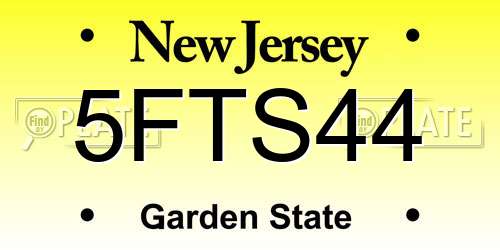 5FTS44 New Jersey License Plate