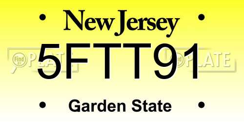 5FTT91 New Jersey License Plate