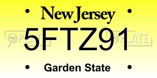 5FTZ91 New Jersey License Plate
