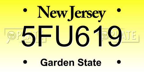 5FU619 New Jersey License Plate