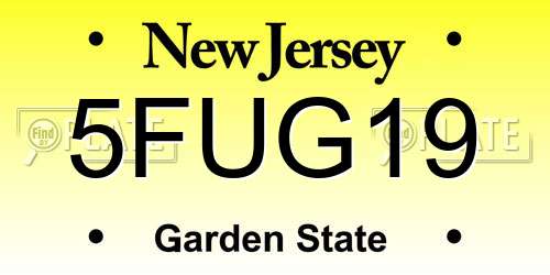 5FUG19 New Jersey License Plate