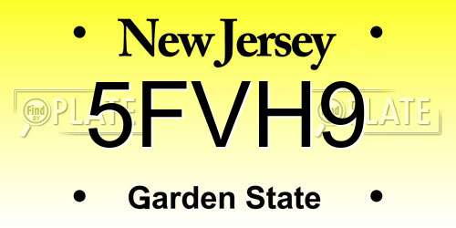 5FVH9 New Jersey License Plate