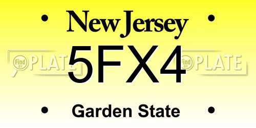 5FX4 New Jersey License Plate