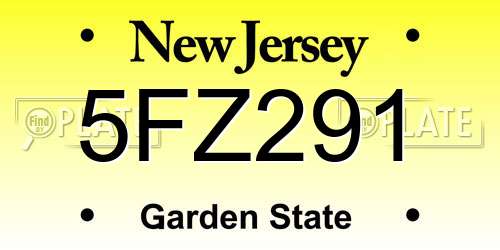 5FZ291 New Jersey License Plate