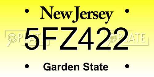 5FZ422 New Jersey License Plate