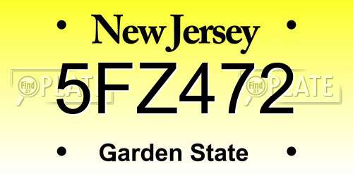 5FZ472 New Jersey License Plate