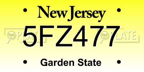 5FZ477 New Jersey License Plate