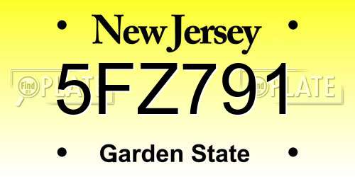 5FZ791 New Jersey License Plate