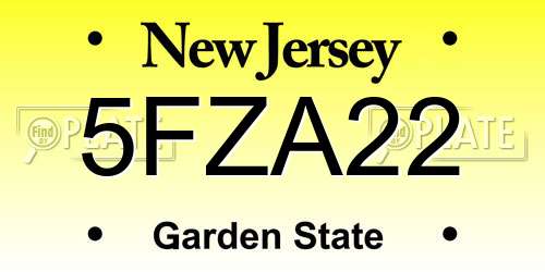 5FZA22 New Jersey License Plate