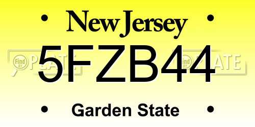 5FZB44 New Jersey License Plate