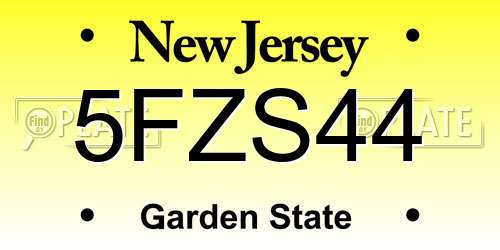 5FZS44 New Jersey License Plate