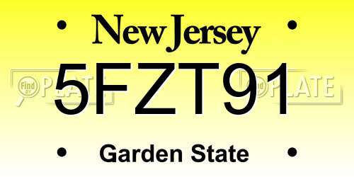 5FZT91 New Jersey License Plate