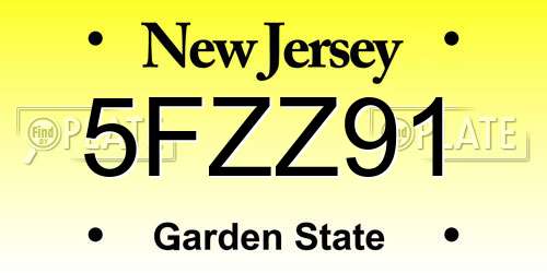 5FZZ91 New Jersey License Plate