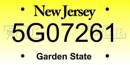 5G07261 New Jersey License Plate
