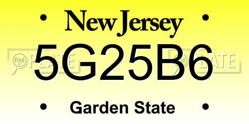 5G25B6 New Jersey License Plate