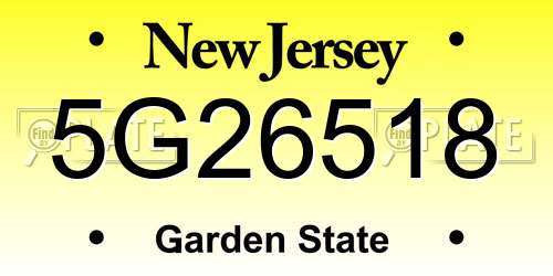 5G26518 New Jersey License Plate