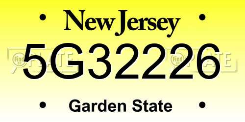 5G32226 New Jersey License Plate