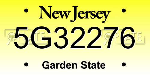 5G32276 New Jersey License Plate