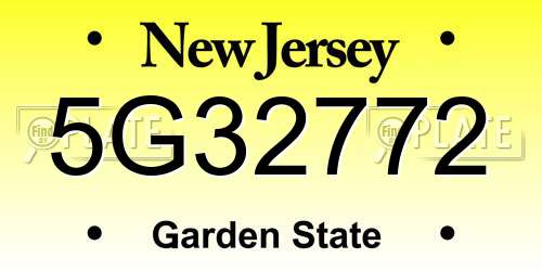 5G32772 New Jersey License Plate
