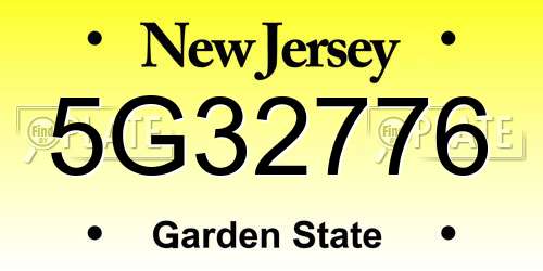 5G32776 New Jersey License Plate