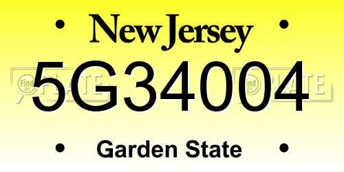 5G34004 New Jersey License Plate