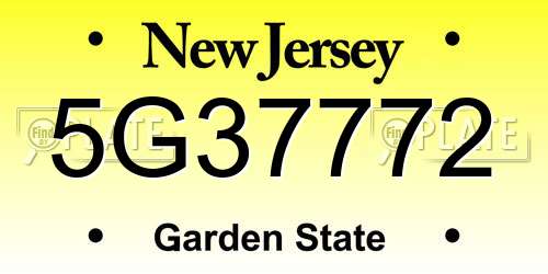 5G37772 New Jersey License Plate