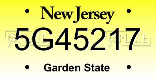 5G45217 New Jersey License Plate