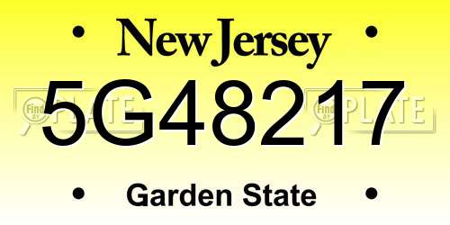 5G48217 New Jersey License Plate