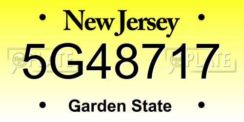5G48717 New Jersey License Plate