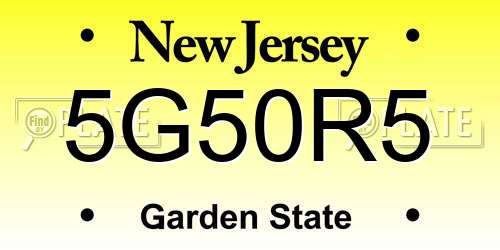 5G50R5 New Jersey License Plate