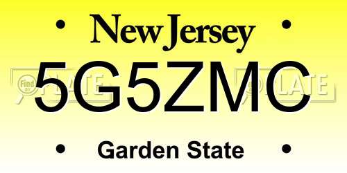 5G5ZMC New Jersey License Plate