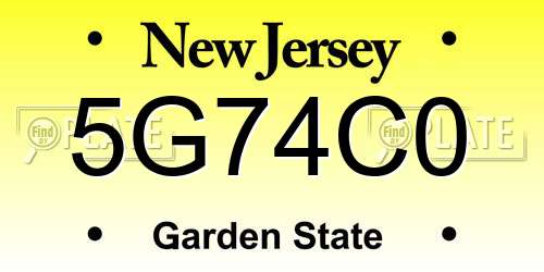 5G74C0 New Jersey License Plate