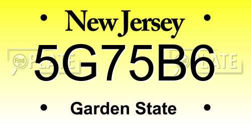 5G75B6 New Jersey License Plate