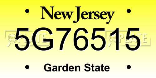 5G76515 New Jersey License Plate