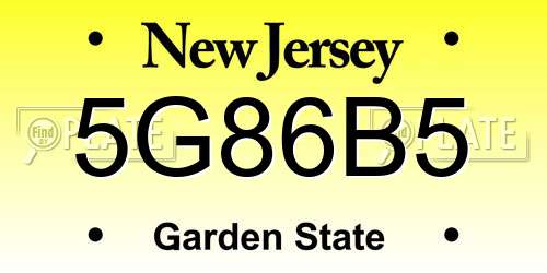 5G86B5 New Jersey License Plate