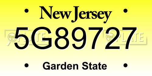 5G89727 New Jersey License Plate