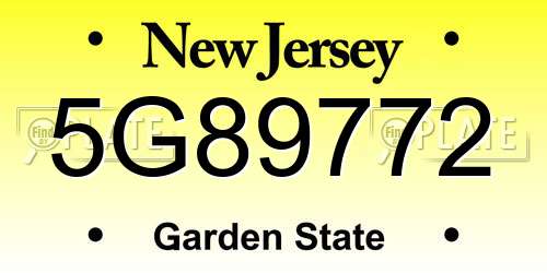 5G89772 New Jersey License Plate