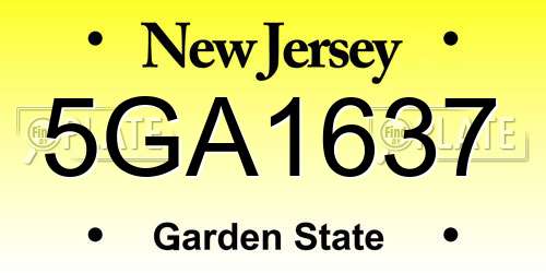 5GA1637 New Jersey License Plate