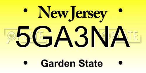 5GA3NA New Jersey License Plate