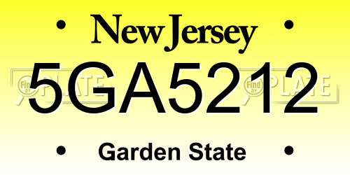 5GA5212 New Jersey License Plate