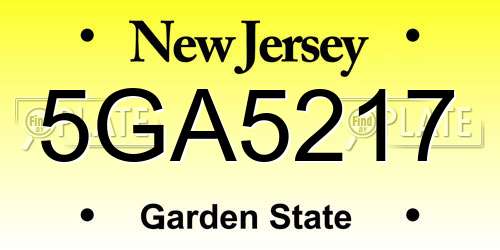 5GA5217 New Jersey License Plate