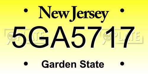 5GA5717 New Jersey License Plate