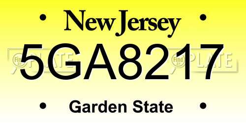 5GA8217 New Jersey License Plate