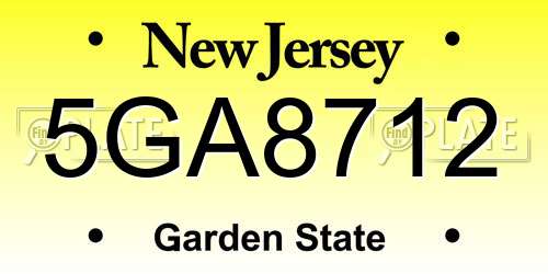 5GA8712 New Jersey License Plate