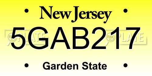 5GAB217 New Jersey License Plate