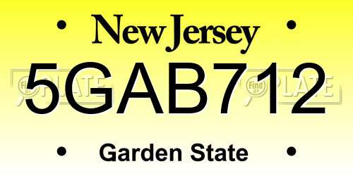 5GAB712 New Jersey License Plate